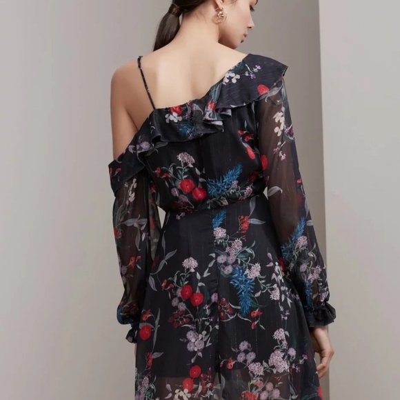 New. Keepsake asymmetric floral dress-XXS - Picture 3 of 6